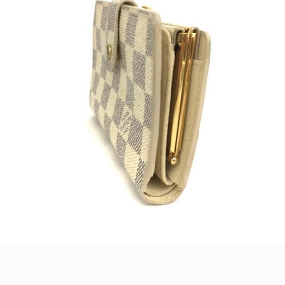 Authentic Louis Vuitton Damier Kisslock/Bifold Wallet, Cream and Grey - Picture 2 of 8